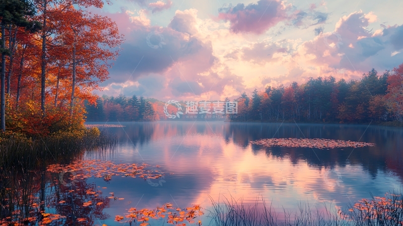 高清大图下载【趣麦麦图】秋日湖景