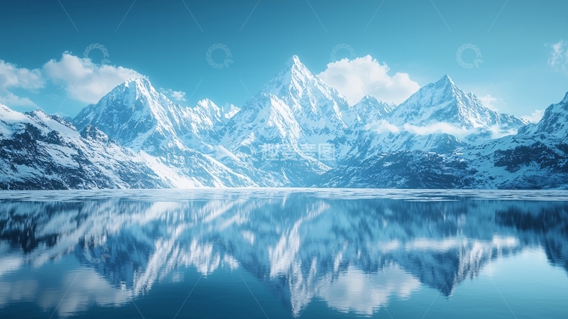 高清大图下载【趣麦麦图】雪山湖泊倒影