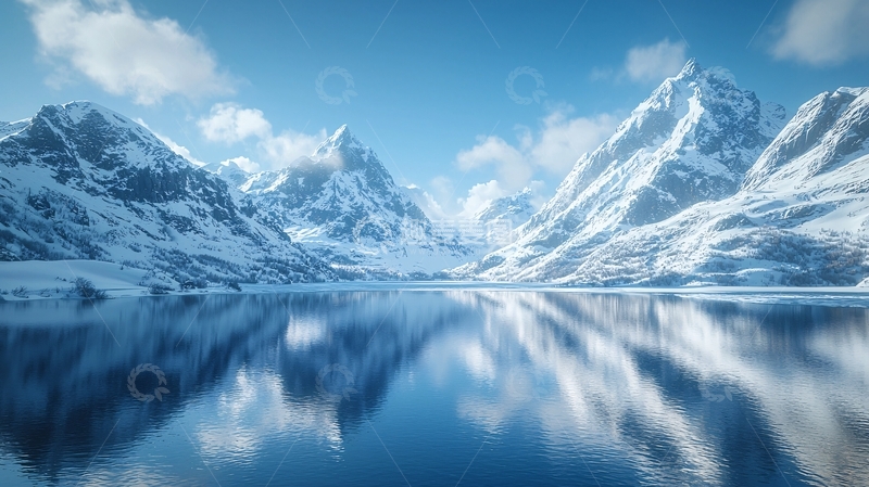 高清大图下载【趣麦麦图】雪山湖泊倒影