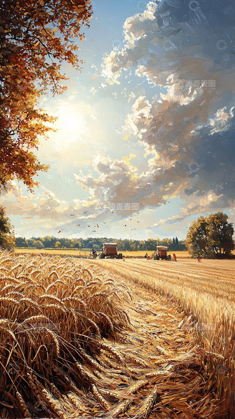 高清大图下载【趣麦麦图】秋收时节田园风光