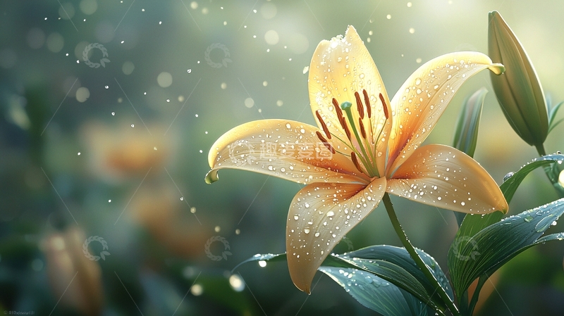 高清大图下载【趣麦麦图】雨中百合花