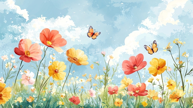 高清大图下载【趣麦麦图】水彩花田