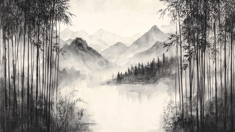 高清大图下载【趣麦麦图】水墨画山水风景