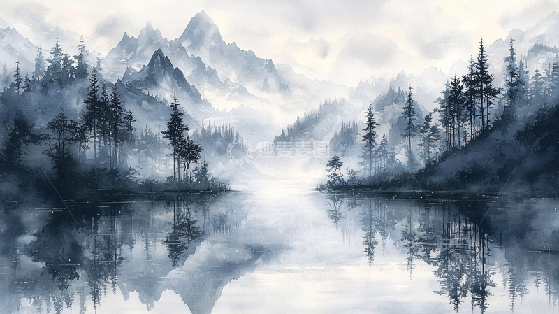 高清大图下载【趣麦麦图】水墨画山水风景
