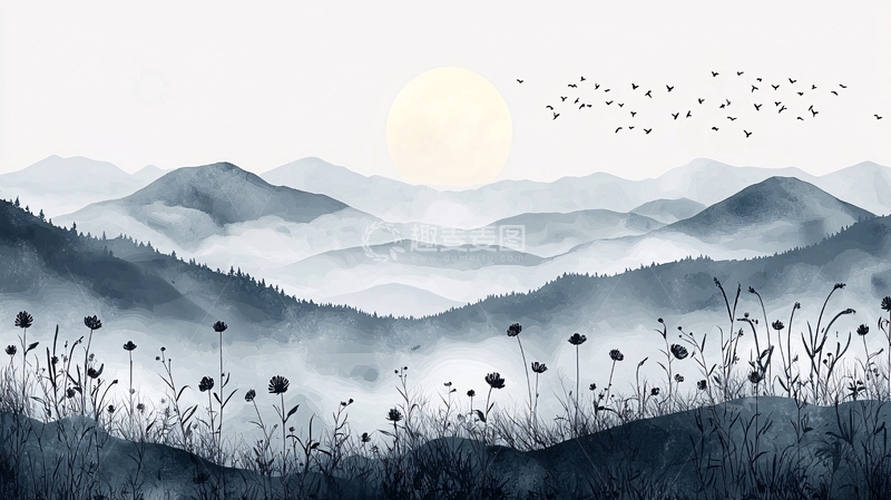高清大图下载【趣麦麦图】水墨山水画933