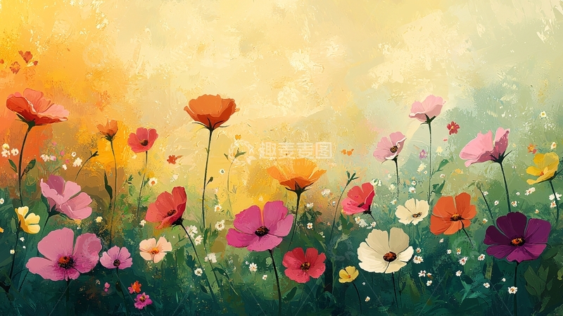 高清大图下载【趣麦麦图】色彩鲜艳的野花田