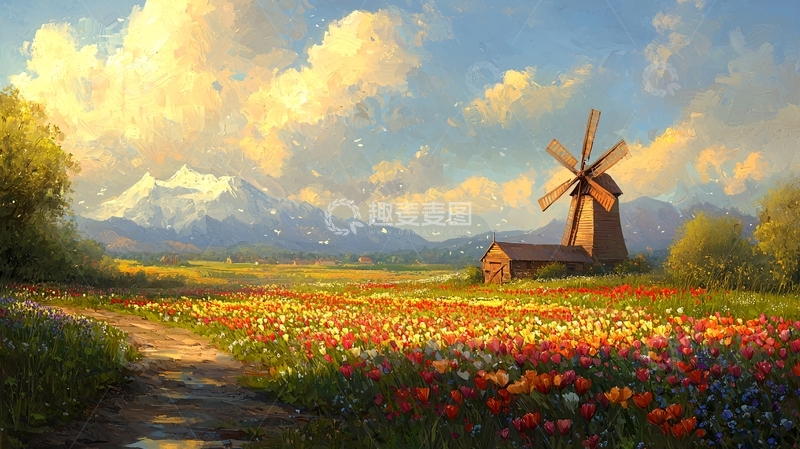 高清大图下载【趣麦麦图】田园风光油画