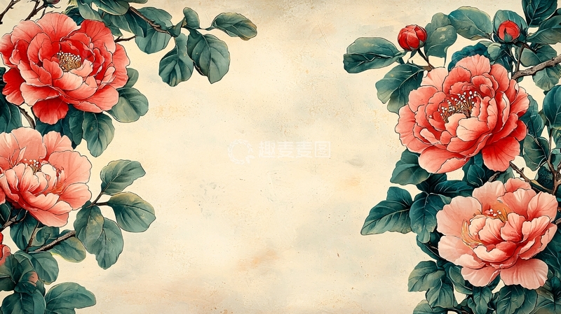 高清大图下载【趣麦麦图】中式花卉边框