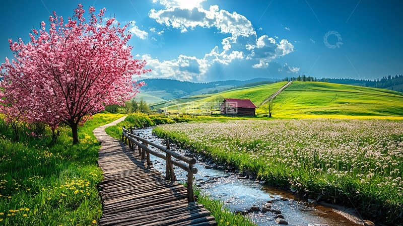 高清大图下载【趣麦麦图】春景田园风光