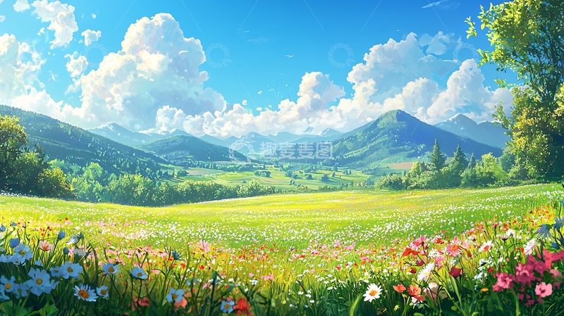 高清大图下载【趣麦麦图】阳光明媚的田园风光