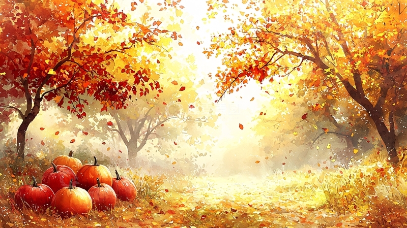 高清大图下载【趣麦麦图】秋日暖阳下的苹果树