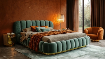 奢华复古绿绒床