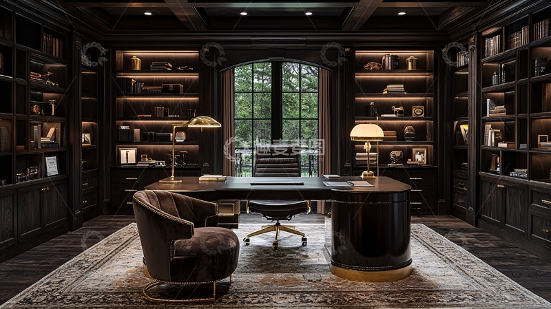 高清大图下载【趣麦麦图】暗黑系书房