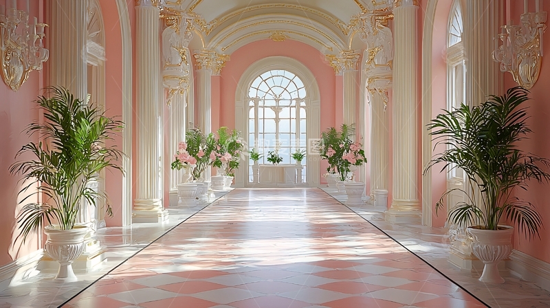 高清大图下载【趣麦麦图】粉色宫殿长廊