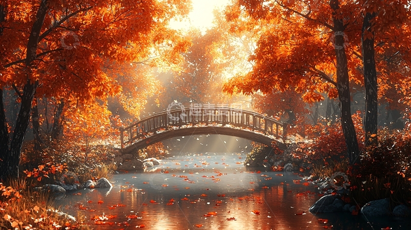 高清大图下载【趣麦麦图】秋季桥梁