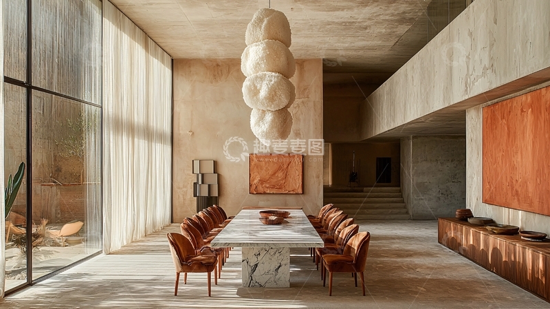 高清大图下载【趣麦麦图】极简风水泥质感餐厅