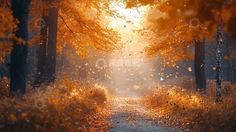 高清大图下载【趣麦麦图】金秋十月森林小路