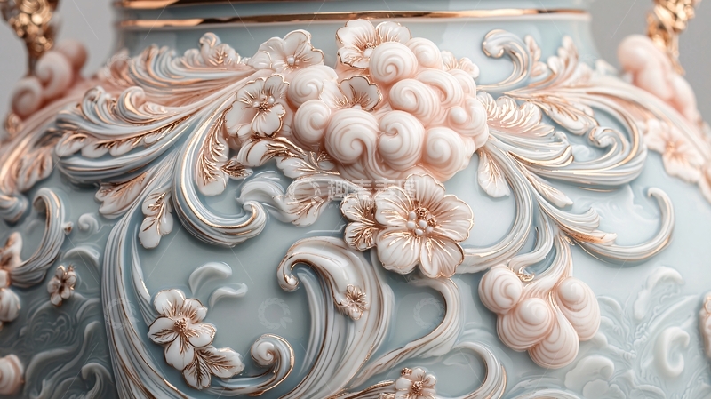 高清大图下载【趣麦麦图】精美浮雕花纹茶壶