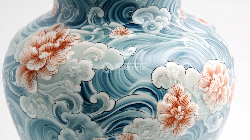 高清大图下载【趣麦麦图】-青花瓷花纹图案花瓶