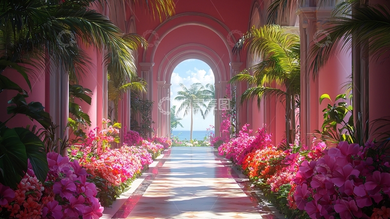 高清大图下载【趣麦麦图】粉色走廊