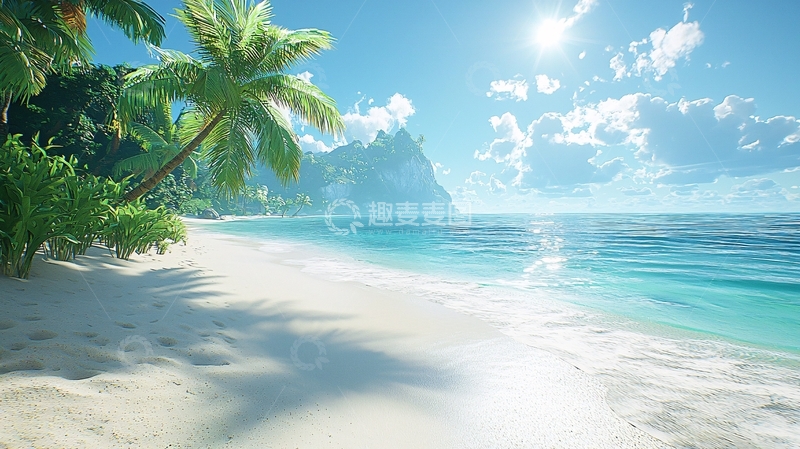 高清大图下载【趣麦麦图】热带海滩椰树风景