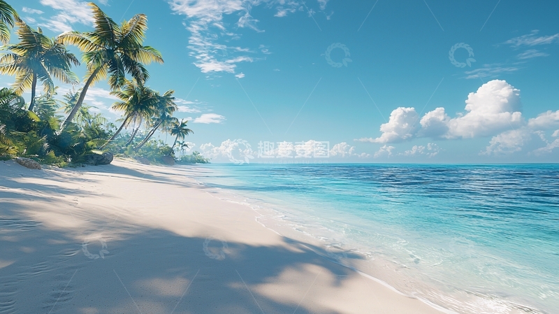 高清大图下载【趣麦麦图】热带海滩与椰子树