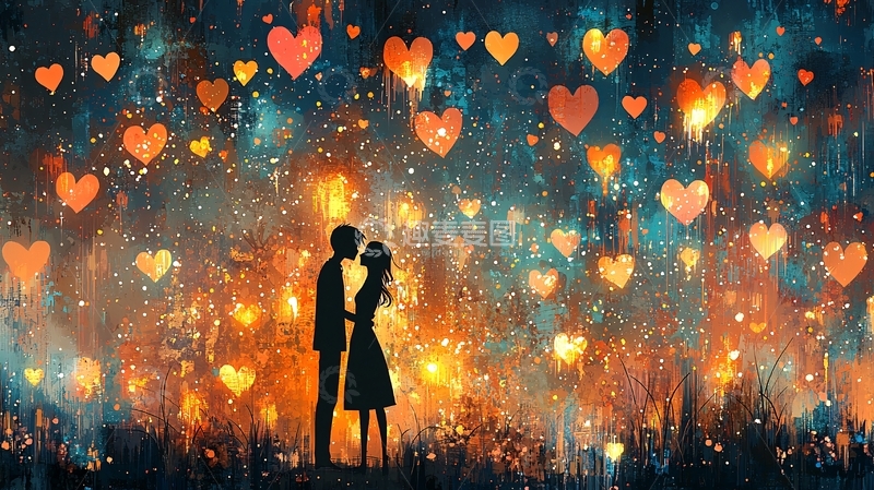 高清大图下载【趣麦麦图】星空下深情拥吻