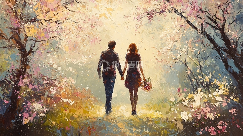 高清大图下载【趣麦麦图】情侣漫步