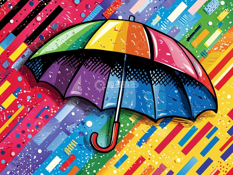高清大图下载【趣麦麦图】彩虹雨伞