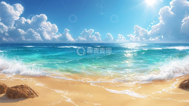 高清大图下载【趣麦麦图】阳光沙滩海浪52