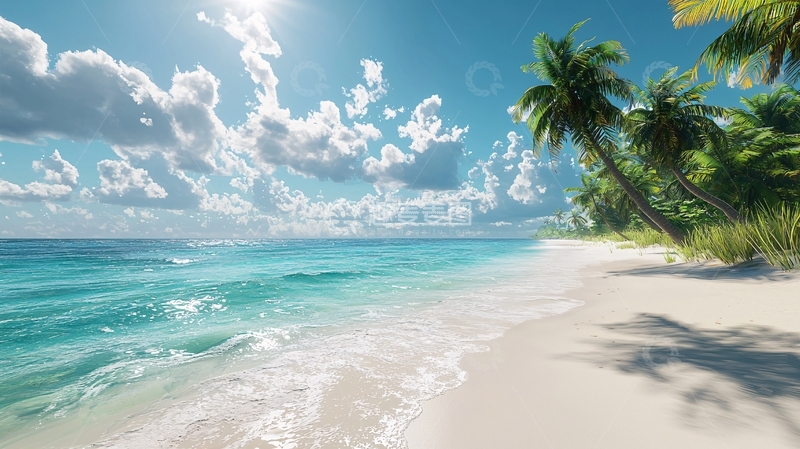 高清大图下载【趣麦麦图】阳光沙滩椰树海景