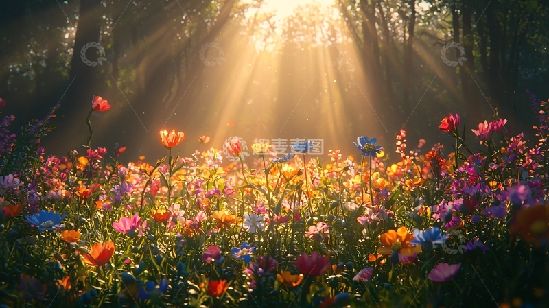 高清大图下载【趣麦麦图】森林光线花海