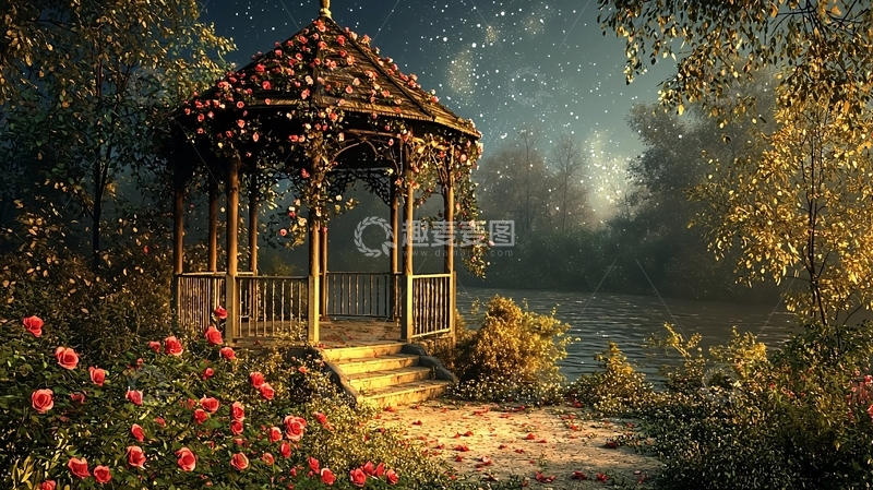高清大图下载【趣麦麦图】梦幻花园凉亭