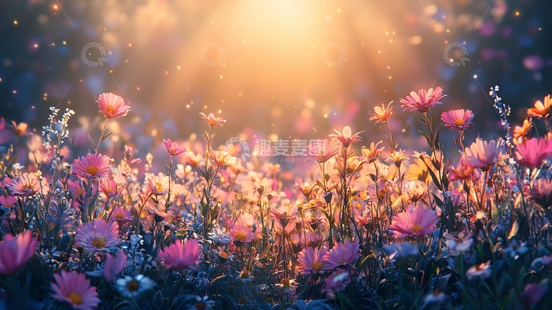 高清大图下载【趣麦麦图】光线梦幻花海