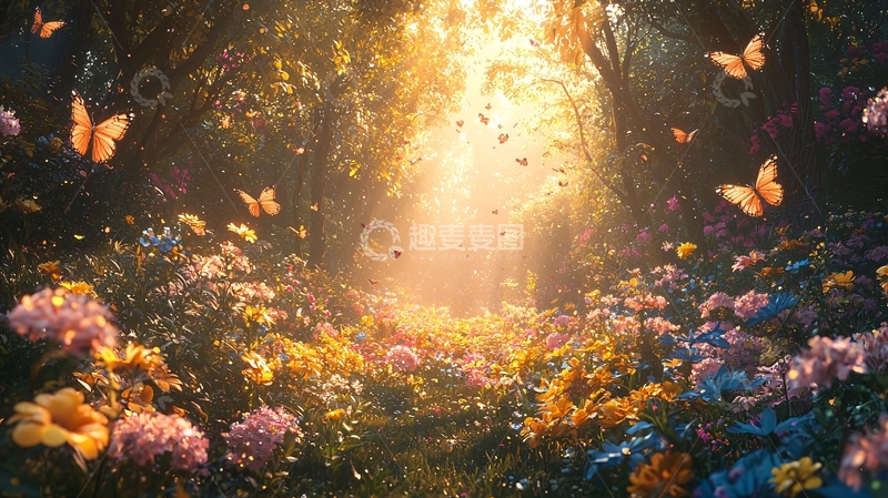 高清大图下载【趣麦麦图】阳光森林小路