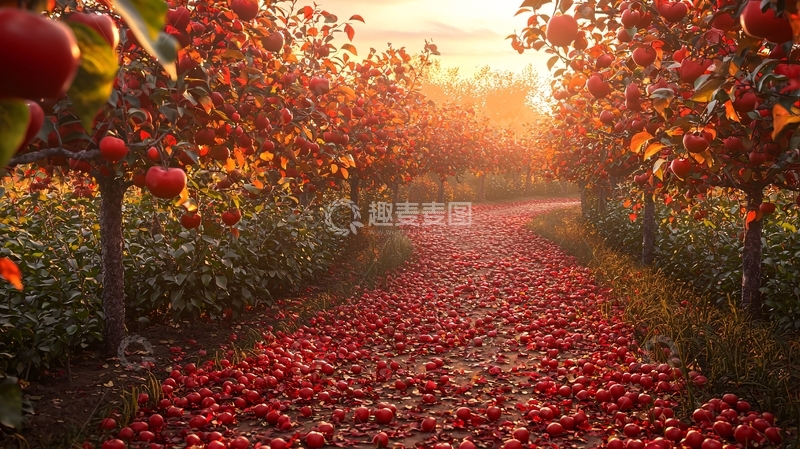 高清大图下载【趣麦麦图】秋日苹果园小路