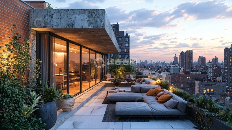高清大图下载【趣麦麦图】高端公寓露台夜景