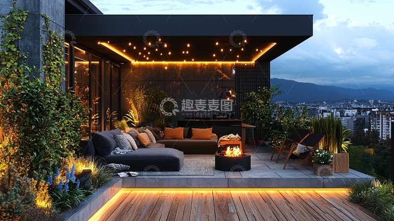 高清大图下载【趣麦麦图】现代风格屋顶露台