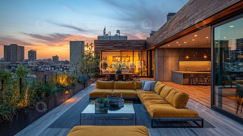 高清大图下载【趣麦麦图】现代都市屋顶露台