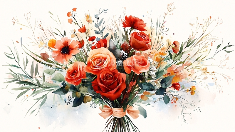 高清大图下载【趣麦麦图】水彩花束