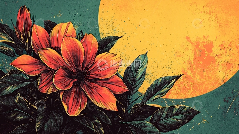 高清大图下载【趣麦麦图】月色下的红花