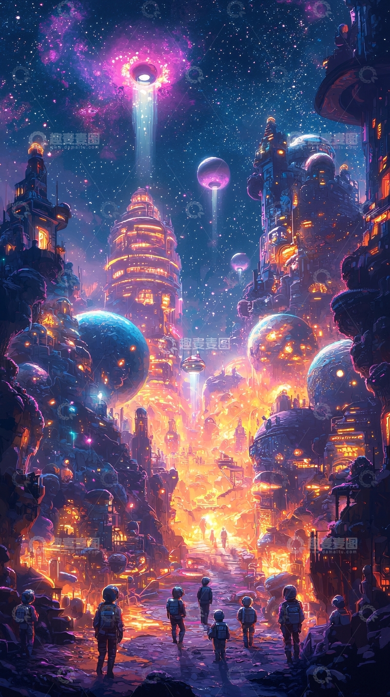 高清大图下载【趣麦麦图】梦幻宇宙城市