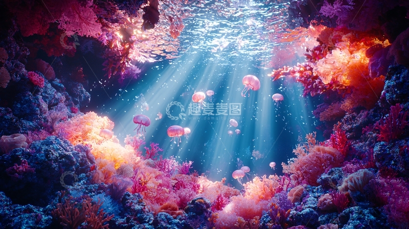 高清大图下载【趣麦麦图】海底珊瑚礁梦幻景象