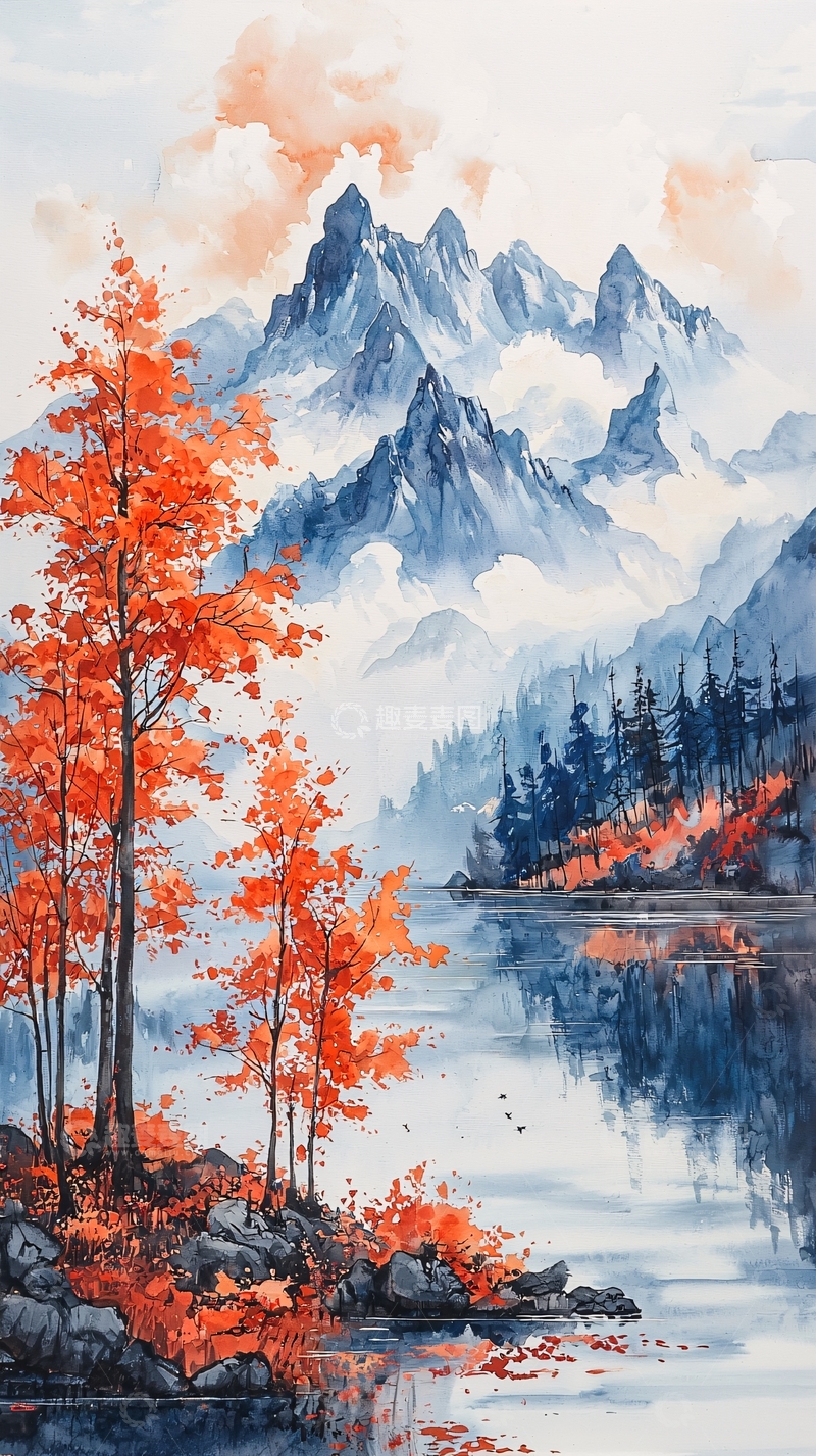 高清大图下载【趣麦麦图】水墨画山水风景