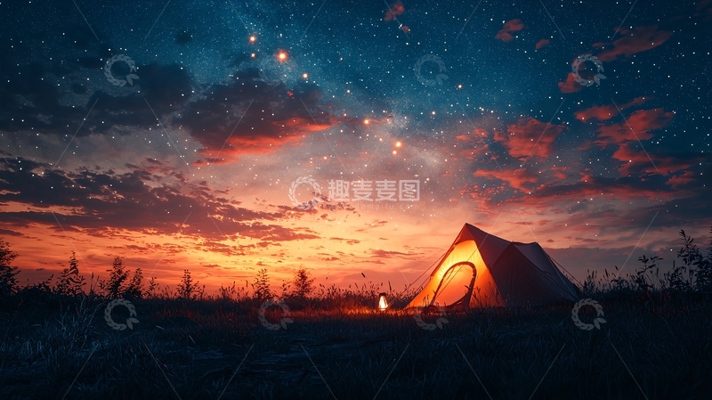 高清大图下载【趣麦麦图】星空下帐篷