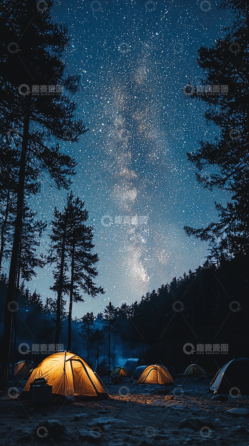 高清大图下载【趣麦麦图】星空下露营