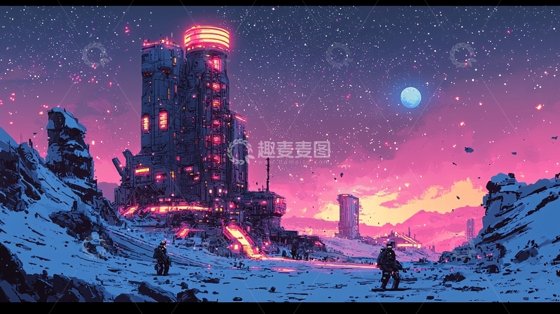 高清大图下载【趣麦麦图】极寒星球上的废弃建筑