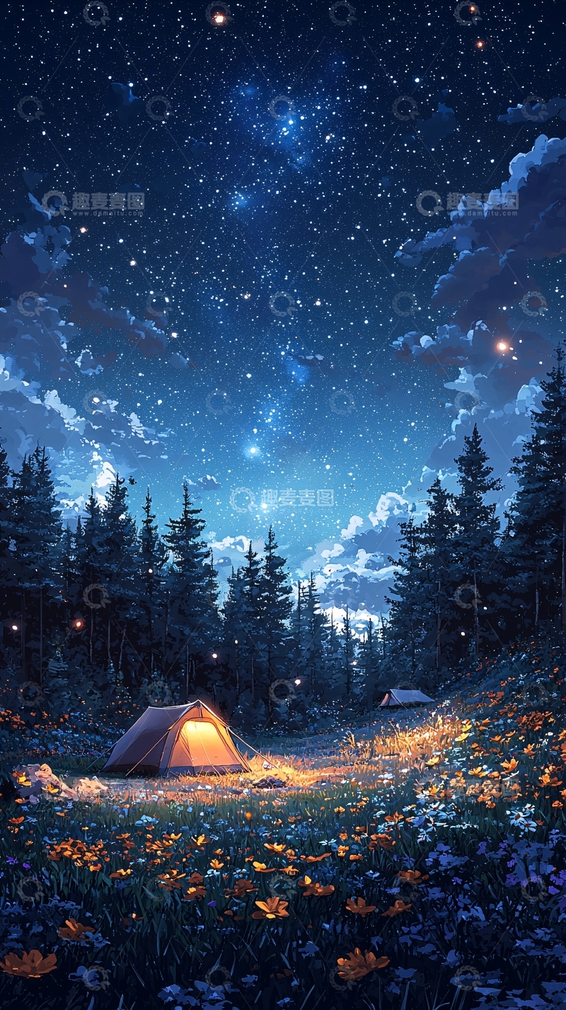 高清大图下载【趣麦麦图】星空下的营地