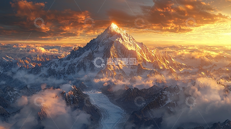 高清大图下载【趣麦麦图】日出雪山