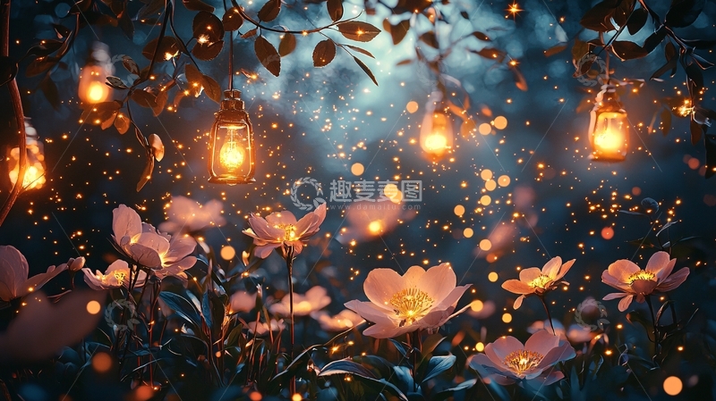 高清大图下载【趣麦麦图】梦幻萤火花海